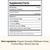 Hibernation Honey supplement facts label showing glycine, magnesium glycinate, L-theanine, tart cherry, raw wildflower honey